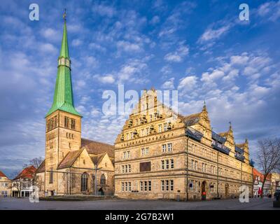 Altstadt von Hameln, Deutschland mit dem berühmten Hochzeithaus Stockfoto