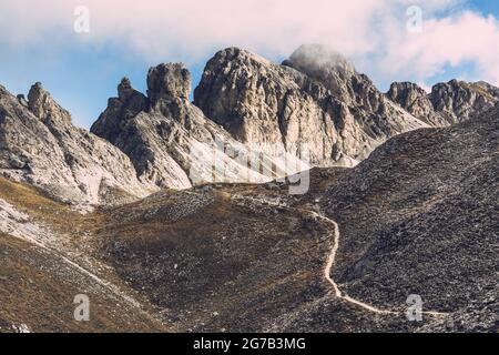 Günther Messner Steig, Villnösstal, Italien Stockfoto