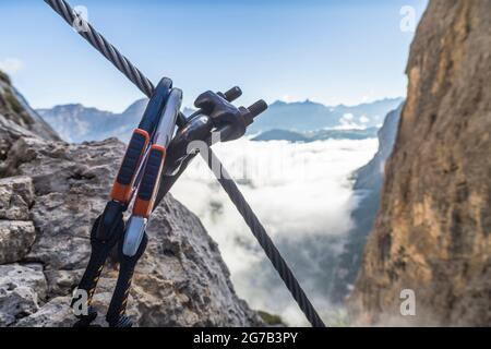 Klettersteig Pisciadu, Pisciadu, Italien Stockfoto