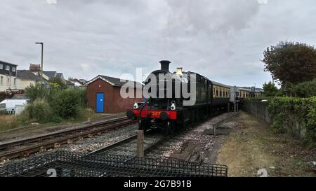 Dampflokomotive 5239 Goliath, die als Teil der Dartmouth Steam Railway in Paignton, Devon, England, UK, arbeitet. Stockfoto