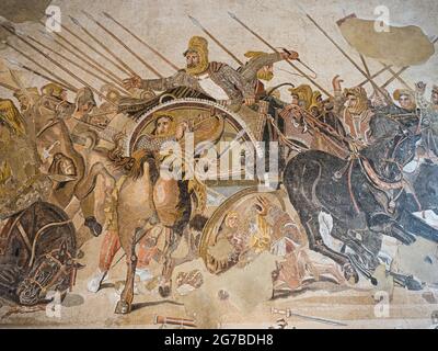 Schlacht von Alexander, Alexander Mosaic, Museu Archeologico Nazionale, Archäologisches Nationalmuseum, Neapel, Italien Stockfoto