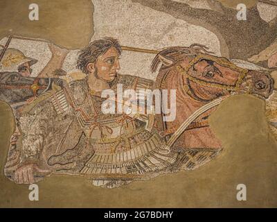 Schlacht von Alexander, Alexander Mosaic, Museu Archeologico Nazionale, Archäologisches Nationalmuseum, Neapel, Italien Stockfoto