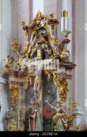 Seitenaltar, Klosterkirche St. Margarethen, Kloster Baumburg, Altenmarkt, Oberbayern, Bayern, Deutschland Stockfoto