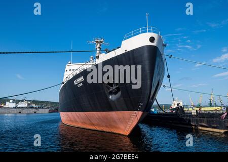 Lenin, der erste nuklear betriebene Eisbrecher der Welt, Murmansk, Russland Stockfoto