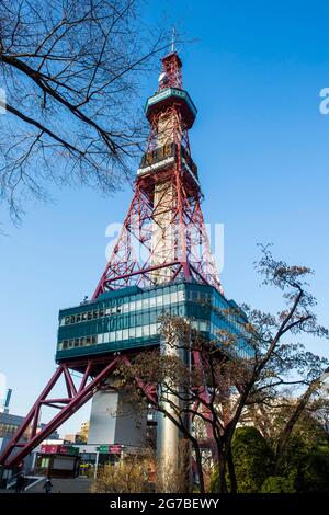 Fernsehturm in der Innenstadt von Sapporo, Odori Park, Hokkaido, Japan Stockfoto