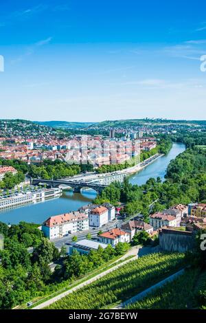 Blick von der Festung Marienberg in Würzburg, Franken, Bayern, Deutschland Stockfoto