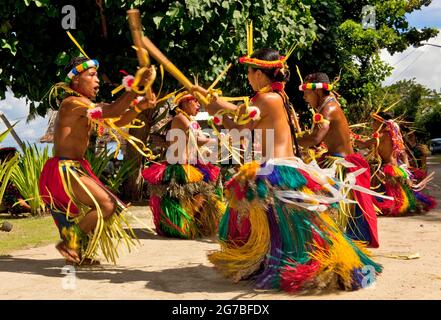 Traditioneller Bambustanz, Yap Island, Yap Islands, Föderierte Staaten von Mikronesien, Föderierte Staaten von Mikronesien Stockfoto