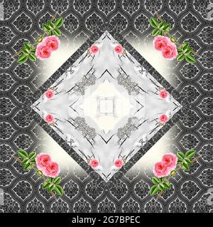 Mehrfarbige schöne Illustration Design für Beach Wear Kaftan und Schal. Druckbereite Konstruktion. Stockfoto