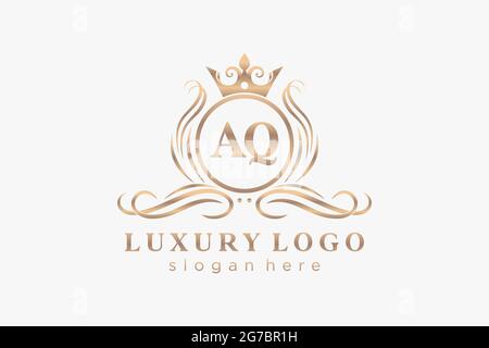 AQ Buchstabe Royal Luxury Logo Vorlage in Vektorgrafik für Restaurant, Royalty, Boutique, Cafe, Hotel, Heraldisch, Schmuck, Mode und andere Vektor illustrr Stock Vektor