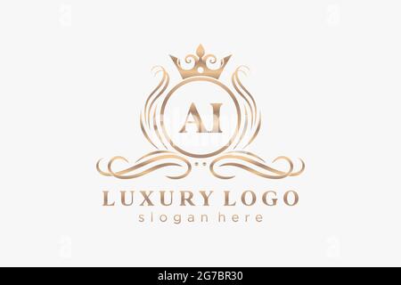 AI Letter Royal Luxury Logo Vorlage in Vektorgrafik für Restaurant, Royalty, Boutique, Cafe, Hotel, Heraldisch, Schmuck, Mode und andere Vektor illustrr Stock Vektor