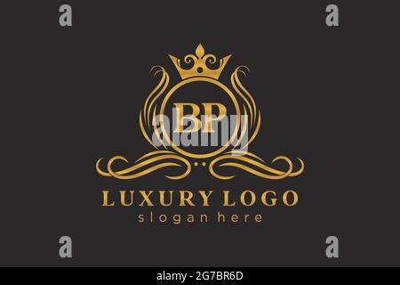 BP Letter Royal Luxury Logo Vorlage in Vektorgrafik für Restaurant, Royalty, Boutique, Cafe, Hotel, Heraldisch, Schmuck, Mode und andere Vektor illustrr Stock Vektor