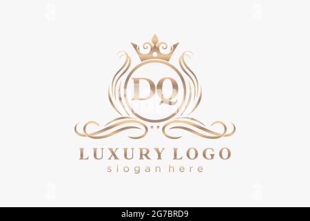 DQ Letter Royal Luxury Logo Vorlage in Vektorgrafik für Restaurant, Royalty, Boutique, Cafe, Hotel, Heraldisch, Schmuck, Mode und andere Vektor illustrr Stock Vektor