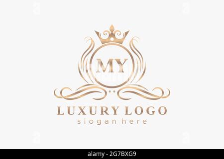 MY Letter Royal Luxury Logo Vorlage in Vektorgrafik für Restaurant, Royalty, Boutique, Cafe, Hotel, Heraldisch, Schmuck, Mode und andere Vektor illustrr Stock Vektor