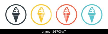Sammlung von Eiscreme in Waffelkegel Symbolvektor isoliert auf weißem Hintergrund. Dessert-Symbol. Stock Vektor