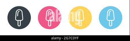 Popsicle-Symbol. Set aus farbenfrohem Eis auf Holzstäbchen. Stock Vektor
