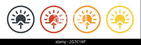 Symbolvektor für Sonnenaufgang oder Sonnenaufgang. Morgenkonzept. Stock Vektor