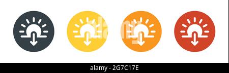 Vektorzeichen für Sonnenuntergangssymbol. Sonne geht unter, Sommer, Sonnenlichtsymbol Stock Vektor