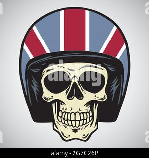 Totenköpfe Mit England Motorrad Helm Vektor Illustration Stock Vektor