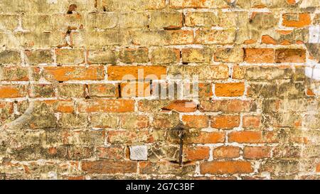 Mauer aus alten roten Ziegeln in Schwerin Stockfoto
