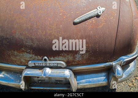 Der Kofferraum eines 1952 Hudson Commodore 8 Autos geparkt in Pomeroy, Washington, USA Stockfoto