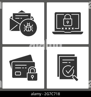 Digitale Sicherheitssymbole. Vektorgrafik isoliert auf Weiß. Stock Vektor