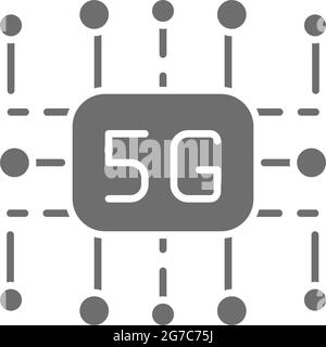 5G-Internet-Technologie, graues Funkchip-Symbol. Stock Vektor