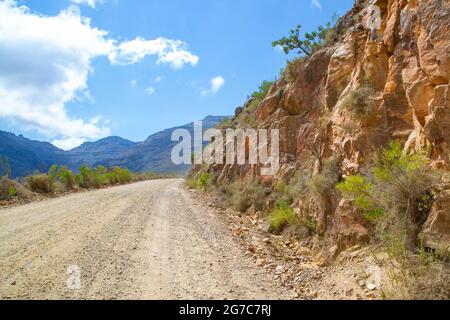 Panorama entlang der Straße durch die Cederberg-Berge bei Algerien im westlichen Kap von Südafrika Stockfoto