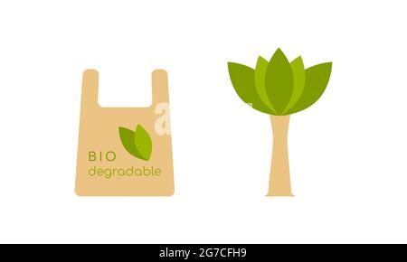 Biologisch abbaubares Paket. Logo Zeichen Emblem Signal Ökologie Konzept. Vektorgrafik Stock Vektor