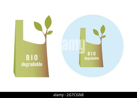 Biologisch abbaubares Paket. Logo Zeichen Emblem Signal Ökologie Konzept. Vektorgrafik Stock Vektor
