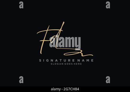 FD Buchstabe Unterschrift Logo Vorlage Elegantes Design Logo Zeichen Symbol Vorlage Vektor-Symbol Stock Vektor