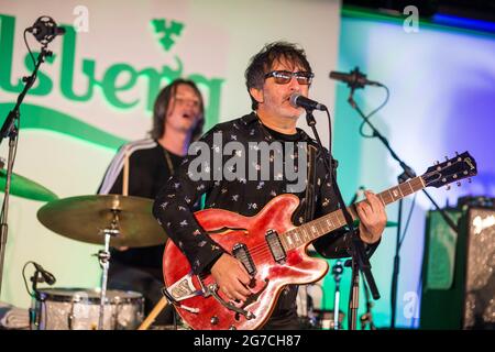 Die Blightening Seeds treten bei einem Carlsberg-Event auf, das im Hause des FC Liverpool, Anfield, stattfindet. Stockfoto