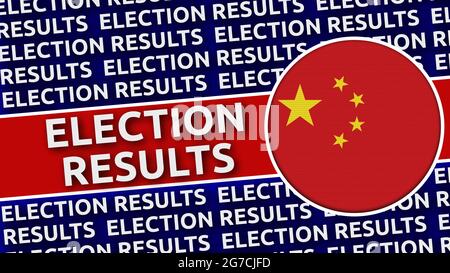 China Circular Flag mit Titeln der Wahlergebnisse - 3D Illustration Stockfoto