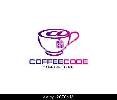 Kaffee-Code Logo-Design kann als Zeichen, Symbol oder Symbol, voll geschichteten Vektor und einfach zu bearbeiten und anpassen Größe und Farbe, kompatibel mit fast verwendet werden Stock Vektor