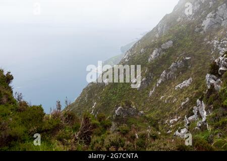 Blick von der Slieve League oder den Sliabh LIAG Klippen in Co Donegal, Irland Stockfoto