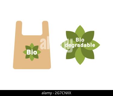 Biologisch abbaubares Paket. Logo Zeichen Emblem Signal Ökologie Konzept. Vektorgrafik Stock Vektor