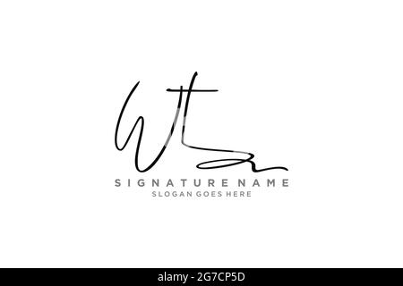 WT Brief Unterschrift Logo Vorlage Elegantes Design Logo Zeichen Symbol Vorlage Vektor-Symbol Stock Vektor