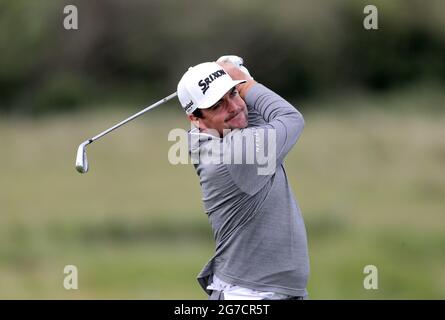 Keegan Bradley aus den USA während des Trainingstages im Royal St George's Golf Club in Sandwich, Kent. Bilddatum: Dienstag, 13. Juli 2021. Stockfoto