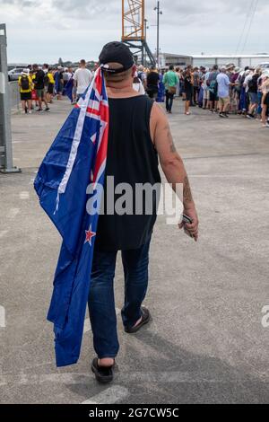 Der 36. America’s Cup wird von PRADA, den neuseeländischen Unterstützern, im America’s Cup Village präsentiert. Auckland, Neuseeland, 16. März 2021. Stockfoto