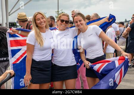 Der 36. America’s Cup wird von PRADA, den neuseeländischen Unterstützern, im America’s Cup Village präsentiert. Auckland, Neuseeland, 16. März 2021. Stockfoto