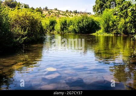 Ein Tina (AKA ein Notera) eine natürliche Wasserquelle in den Golanhöhen, Israel. Der größte Teil des Wassers wird von lokalen Bauern und Kibbuzim für irrig gesammelt Stockfoto