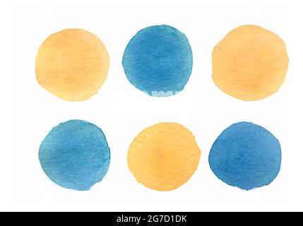 Satz von Aquarell blau beige Flecken. Illustration für Ihr Design. Stockfoto