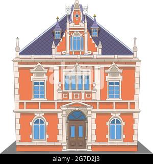 Ein altes schönes traditionelles polnisches Haus mit reichem Stuck und Säulen. Polen. Posen. Stock Vektor