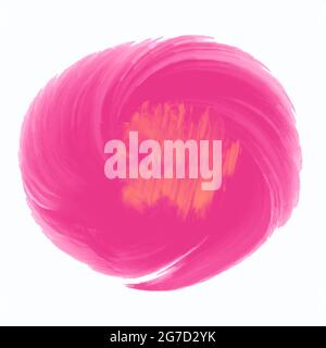 Illustration Blume Pinselstriche rosa mit gelber Mitte, isoliert auf weißem Hintergrund für Ihr Design. Stockfoto