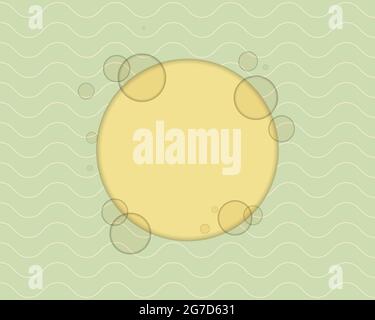 Neutrale Pastell Minze Hintergrund mit Wellen und Blasen, Ballons, Platz für eine Inschrift. Vorlage für Etikett, Verpackung, Hintergrund, Banner. Vektorgrafik Stock Vektor