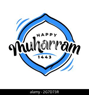 Happy muharram 1443 in handgezogenem Stil Stock Vektor