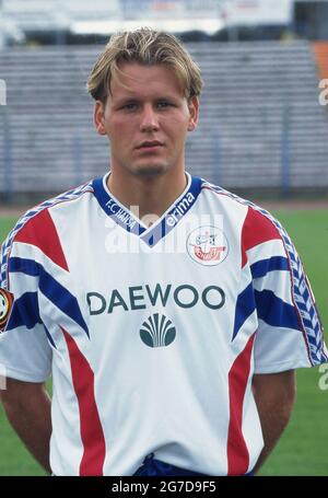 Rostock, Deutschland. 5. Juli 2021. firo Fuvuball, Fußball, 1. Bundesliga, Saison 1996/1997, Archivfoto, 96/97 Archivbilder, FC Hansa Rostock, Fotowand, 1996 Uwe Ehlers, Half figure, Portrait Credit: dpa/Alamy Live News Stockfoto