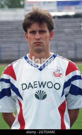 firo Fuvuball, Fußball, 1. Bundesliga, Saison 1996/1997, Archivfoto, 96/97 Archivbilder, FC Hansa Rostock, Fotowand, 1996 Marco Zallmann, Halbfigur, Hochformat Stockfoto