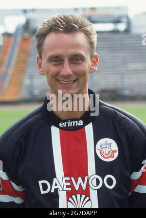 firo Fuvuball, Fußball, 1. Bundesliga, Saison 1996/1997, Archivfoto, 96/97 Archivbilder, FC Hansa Rostock, Fotowand, 1996 Jens Kunath, Halbfigur, Hochformat Stockfoto