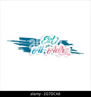 eid al adha-Textbeschriftung mit Pinsel Stock Vektor