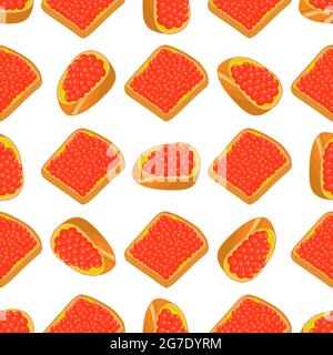 Illustration zum Thema große Muster identische Arten Fisch Kaviar, Ei gleiche Größe. Eiermuster aus frischem Fischkaviar für farbigen Druck auf Wallpa Stock Vektor